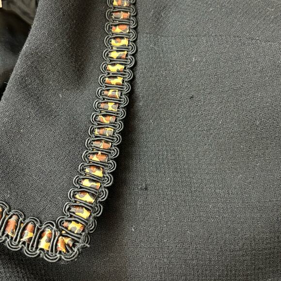 Vintage Rickie Freeman for TeriJon Black Wool Blazer w/ Animal Print Trim Sz 12 - Picture 8 of 10